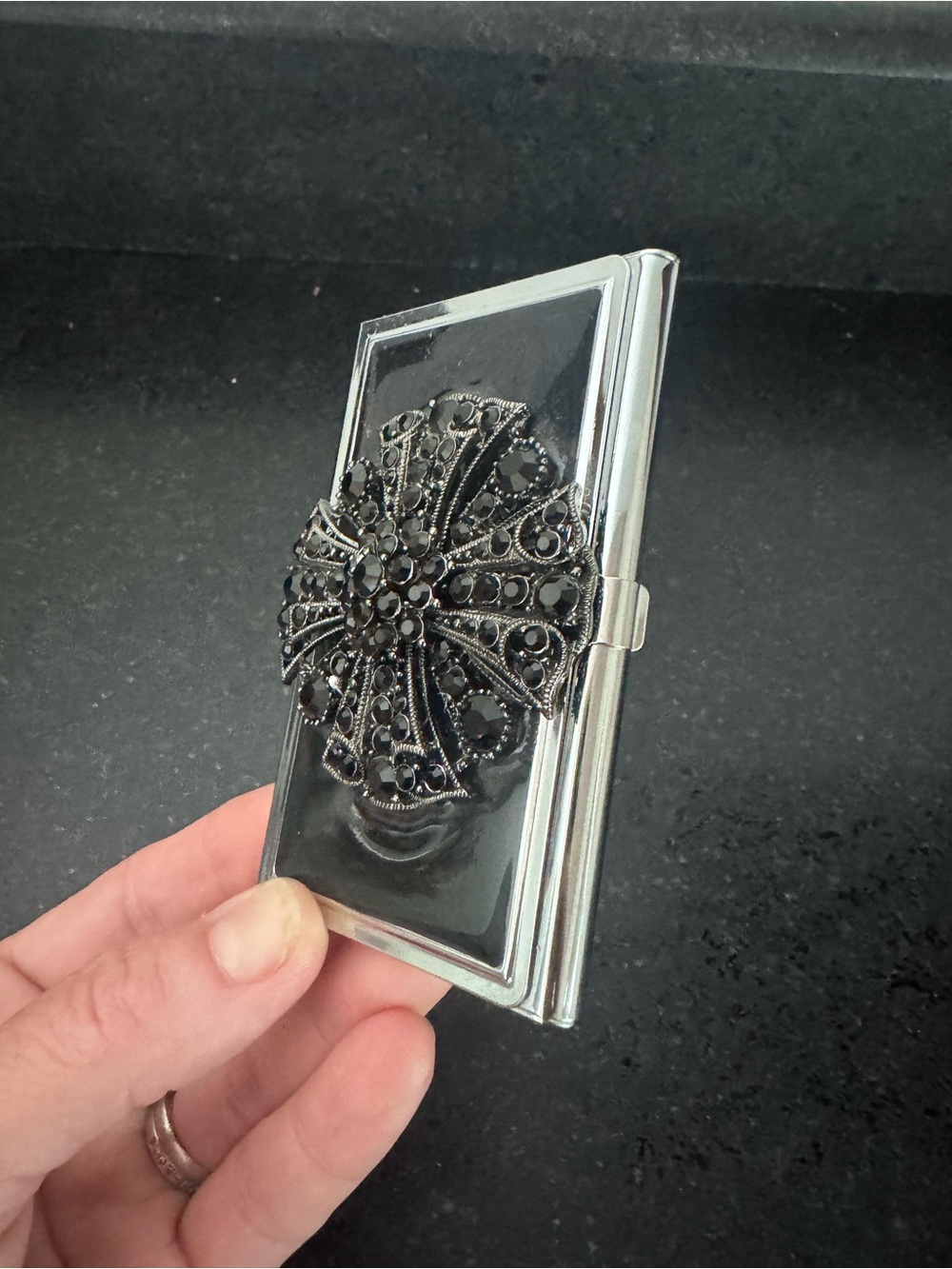 Vintage Brooch Ornate Card Holder or Cigarette Box